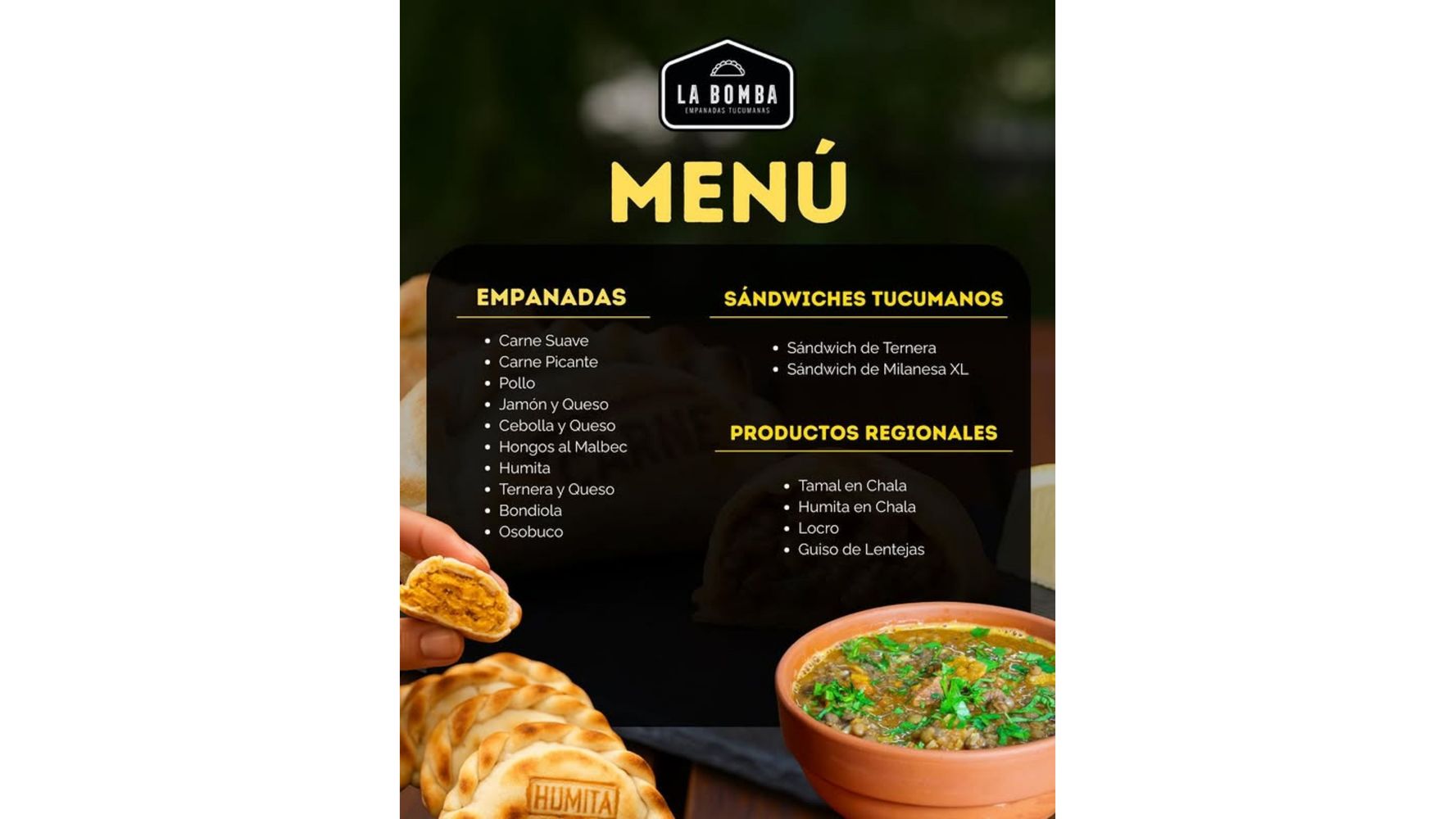 El menú completo.