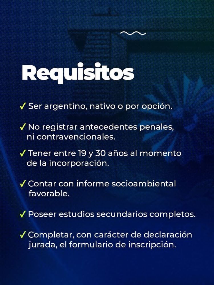 Los requisitos de inscripción para la Policía de Córdoba.