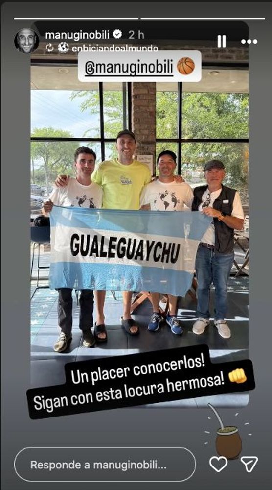 Posteo de Manu Ginóbili y ciclistas.