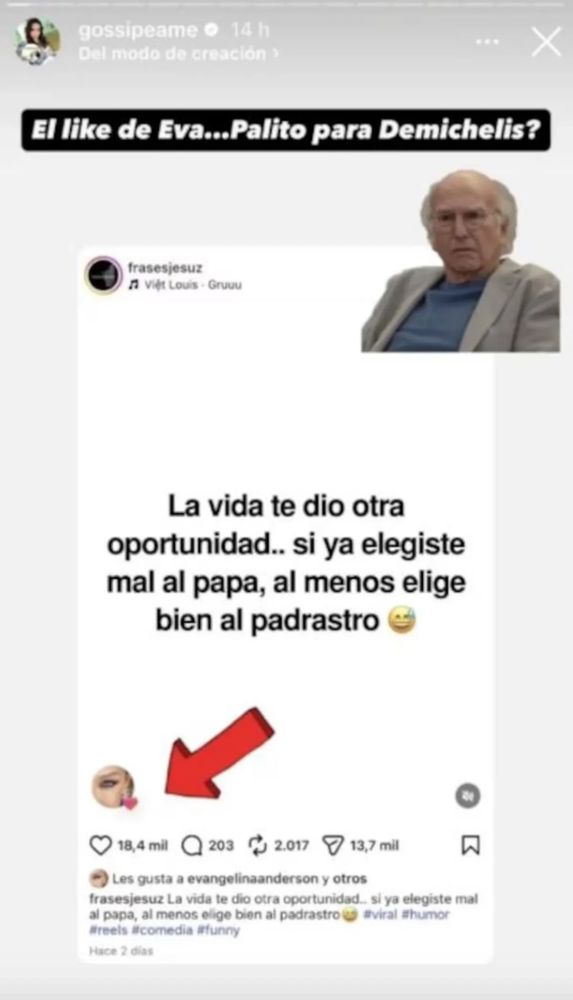 El gesto de Evangelina Anderson para Demichelis