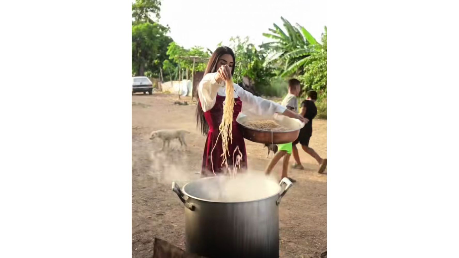 Los fideos que hizo la influencer.