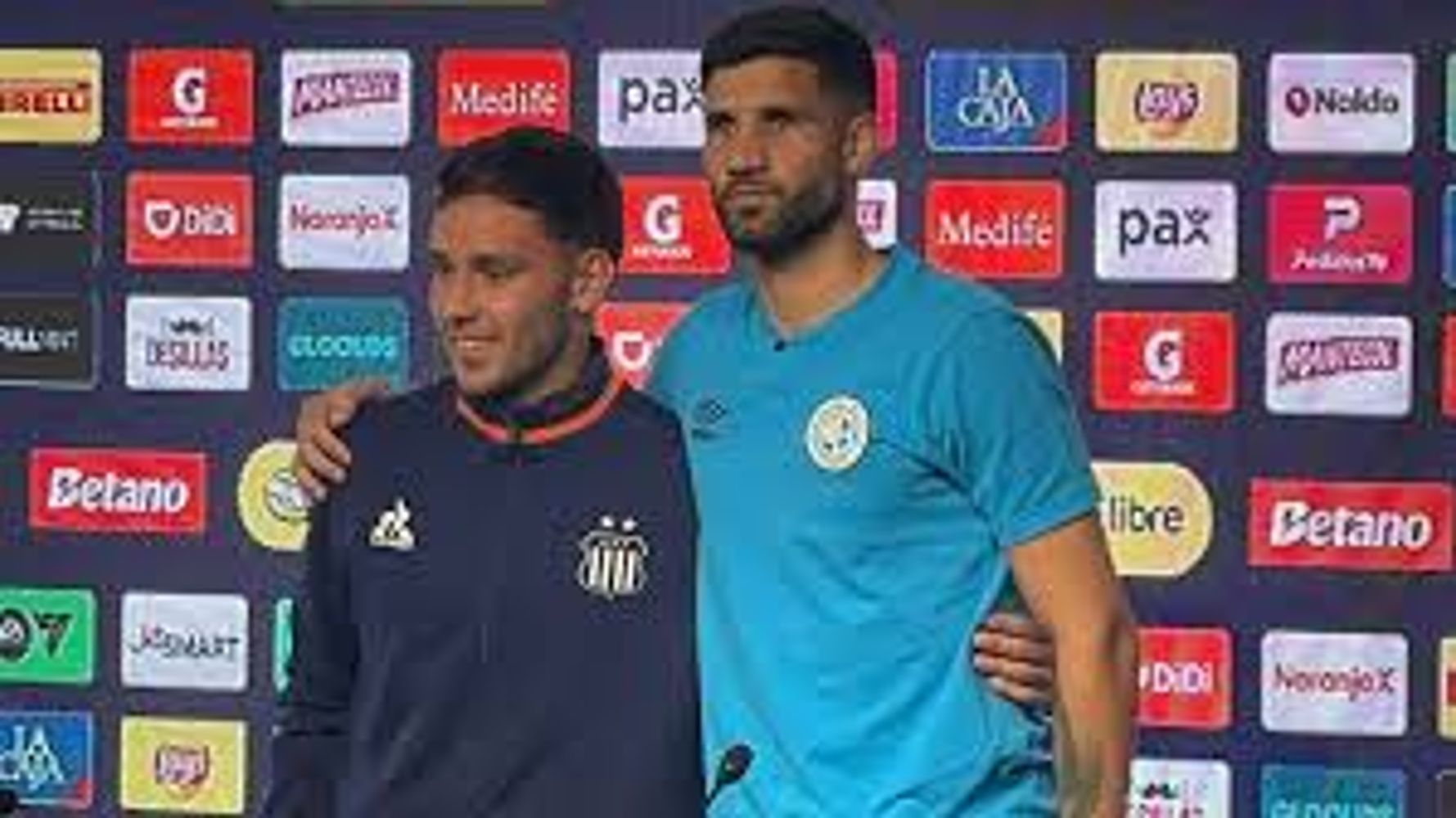 Augusto Schott y Lisandro López, en la previa del Talleres-Belgrano.