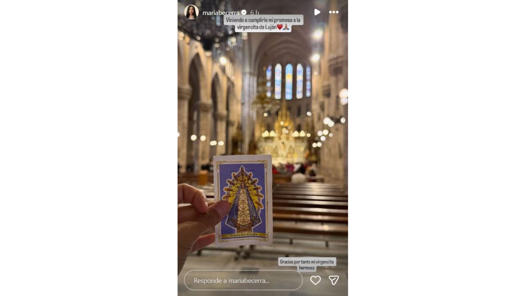 El mensaje de María en sus redes sociales.