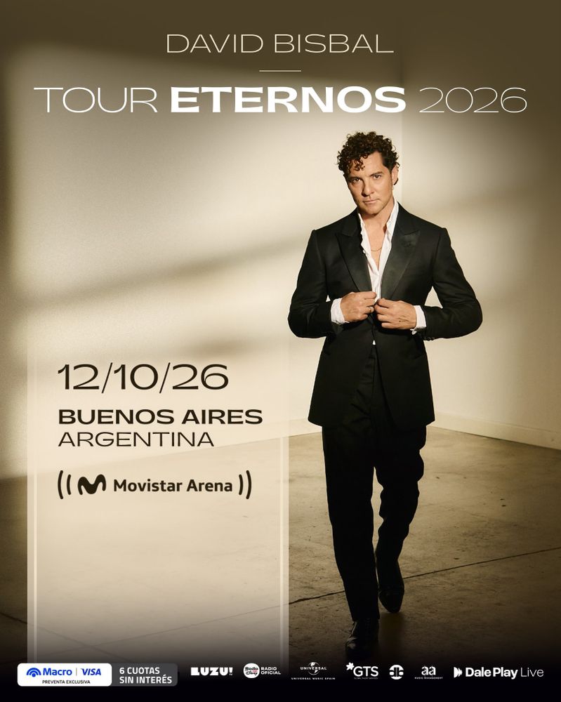 David Bisbal en el Argentina 2026: fechas de sus shows en el Movistar Arena, Córdoba y Rosario