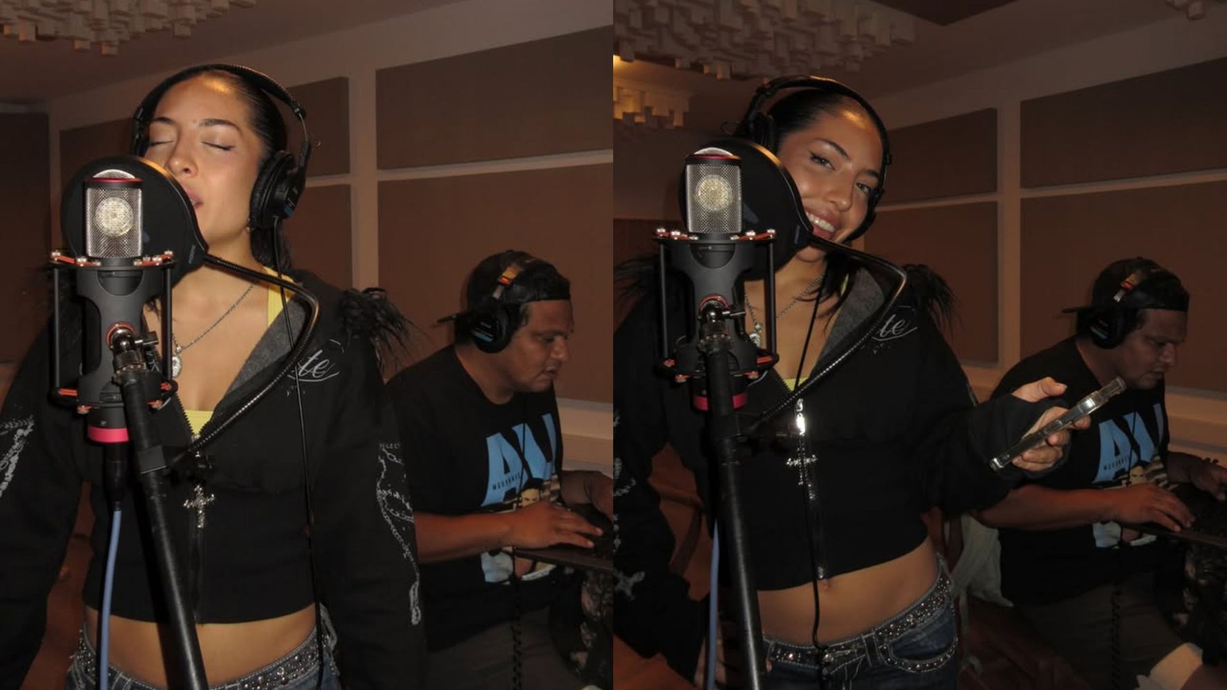 Las fotos de Ailin grabando sus primeras canciones.