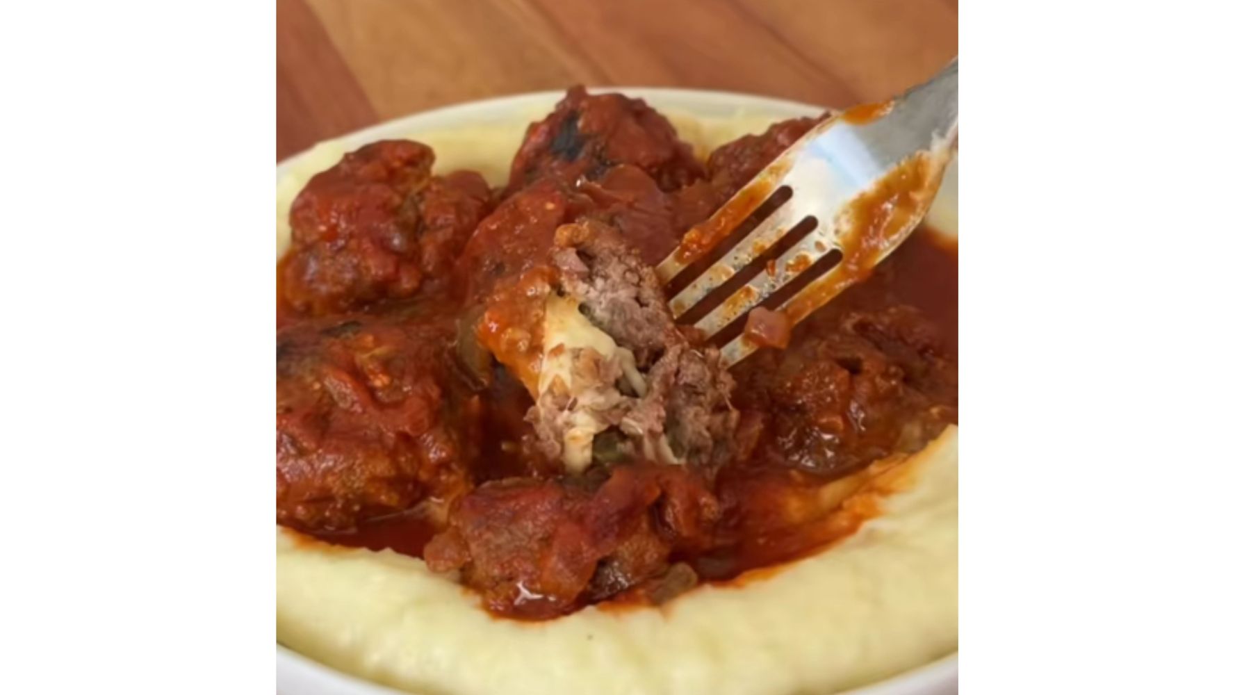 Así quedan las albóndigas por dentro.
