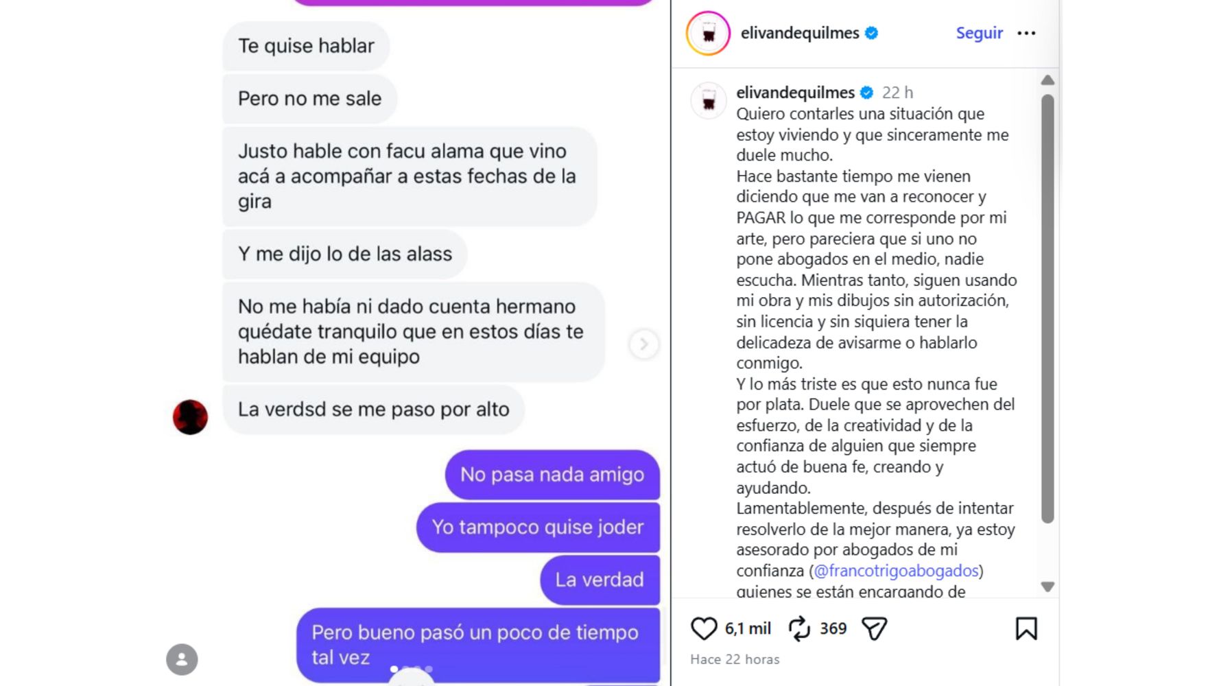 La conversación que había tenido con el cantante.