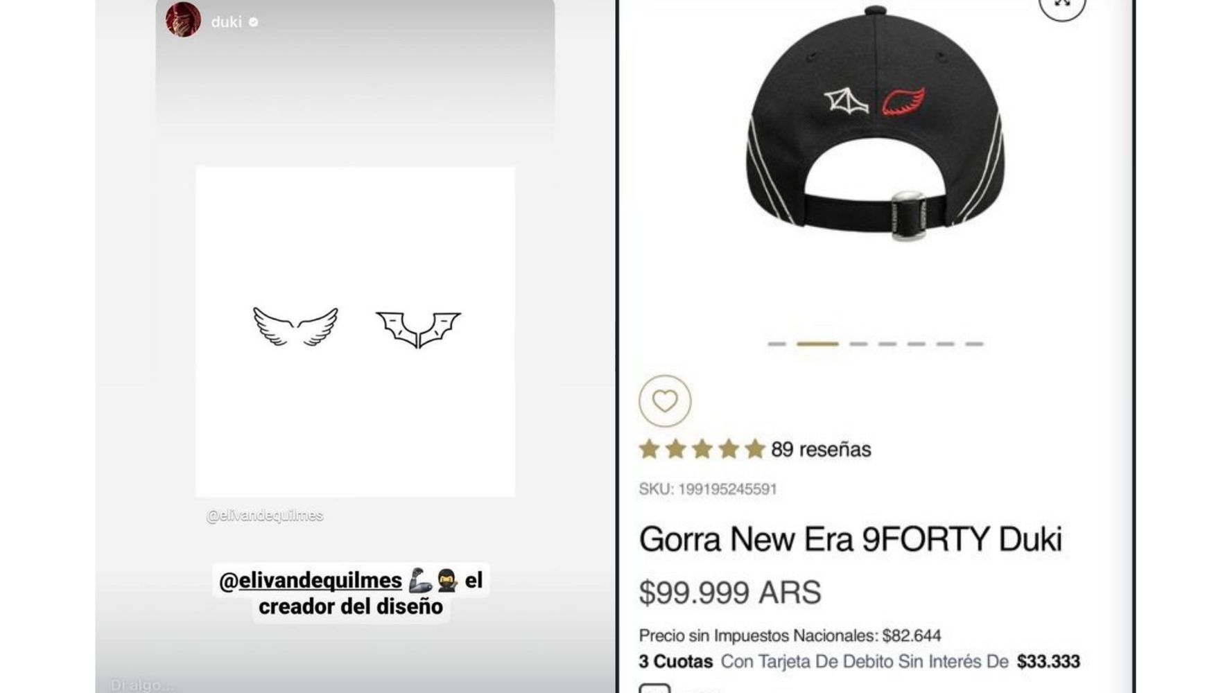 Los diseños en el merch de Duki.