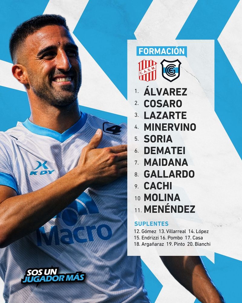 La formación que presentó este martes en San Miguel de Tucumán de DT Hernán Pellerano.
