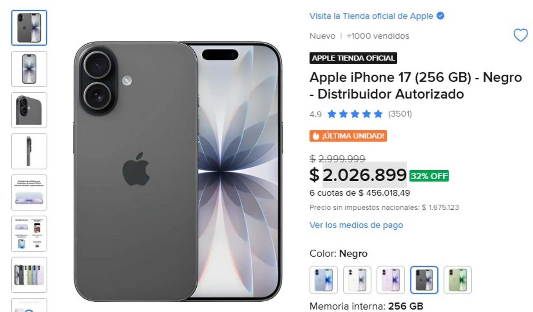 Hot Sale: cuánto cuesta comprar un iPhone 17 en Mercado Libre.