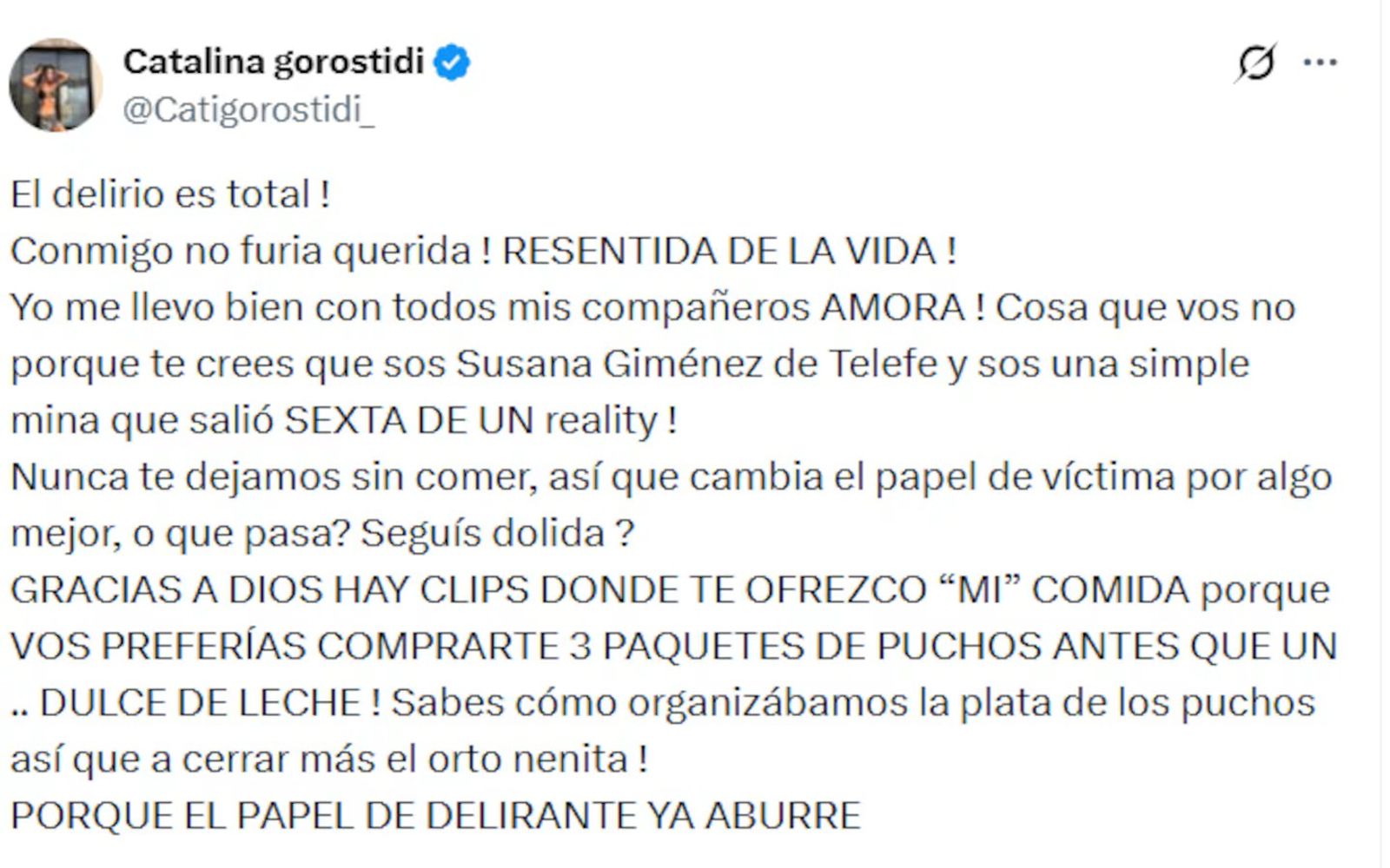 El cruce de Furia y Catalina de Gran Hermano
