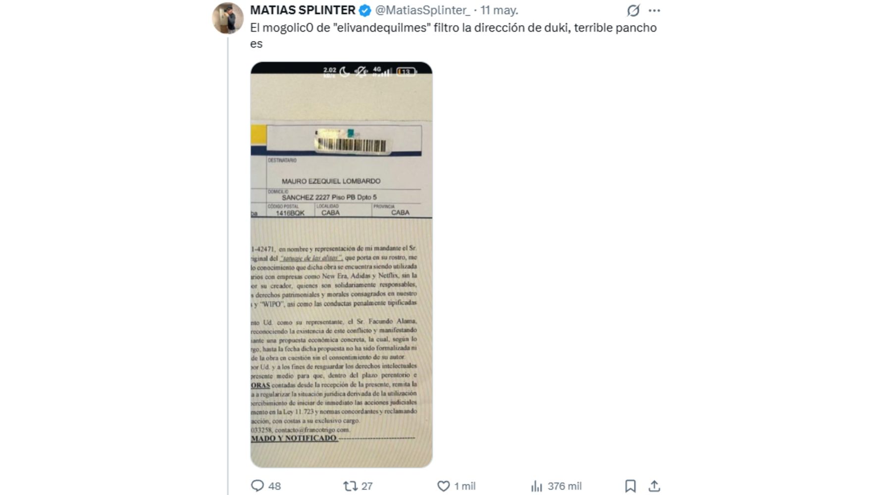 El detalle se viralizó tras un tweet.