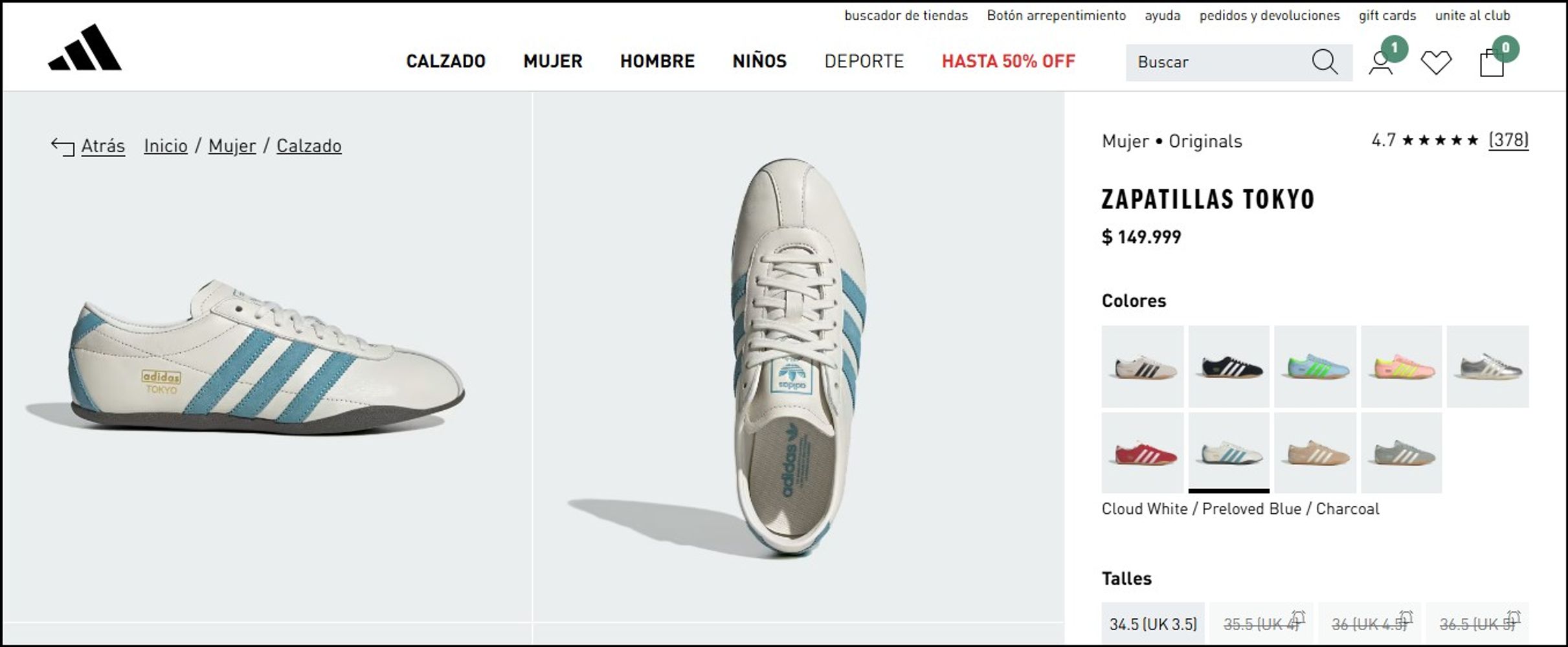El precio de las zapatillas Adidas Tokyo.