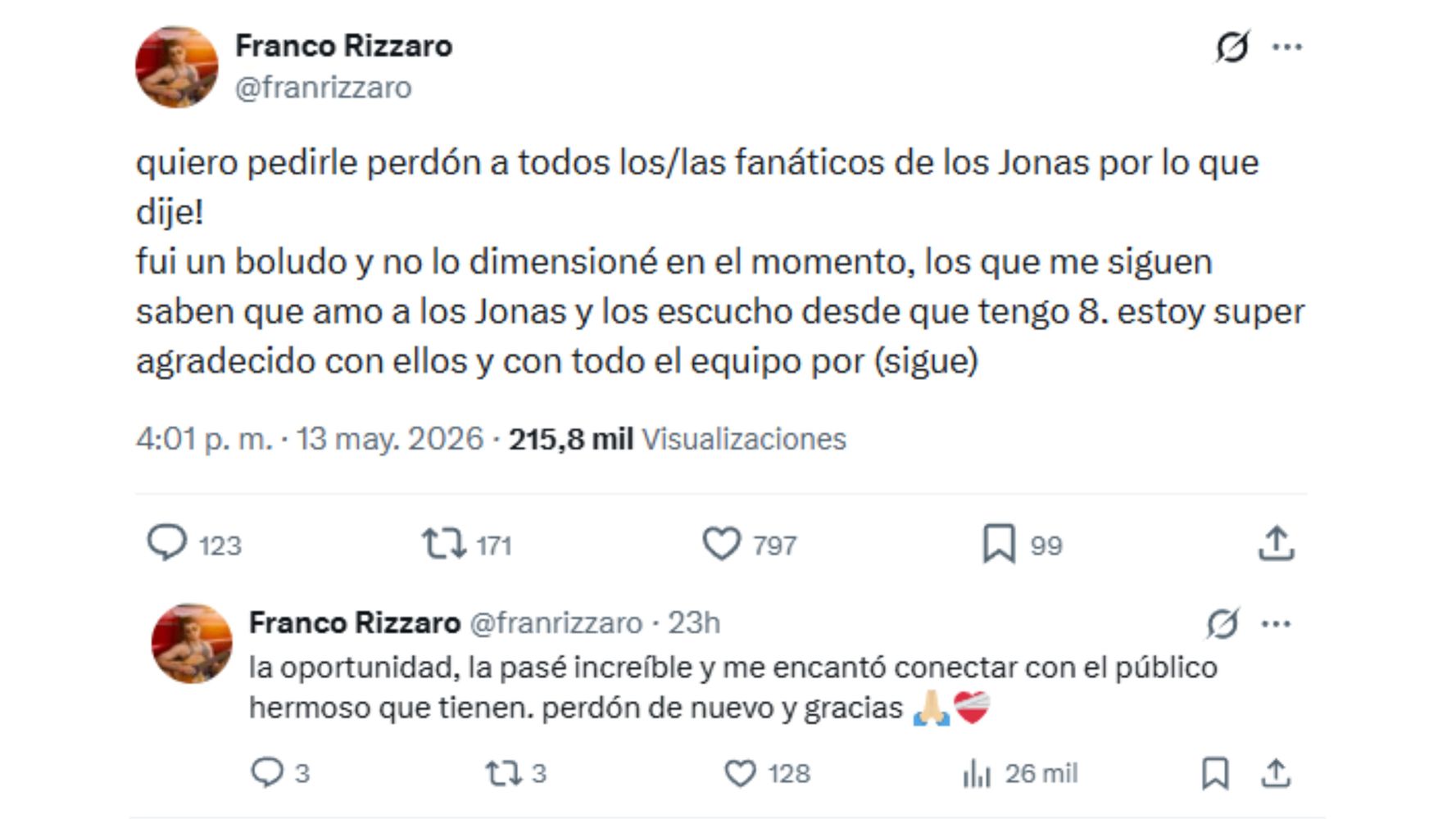 El descargo del cantante y actor.