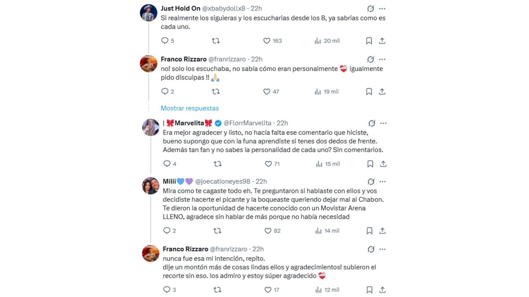 Los comentarios de los fans de la banda.