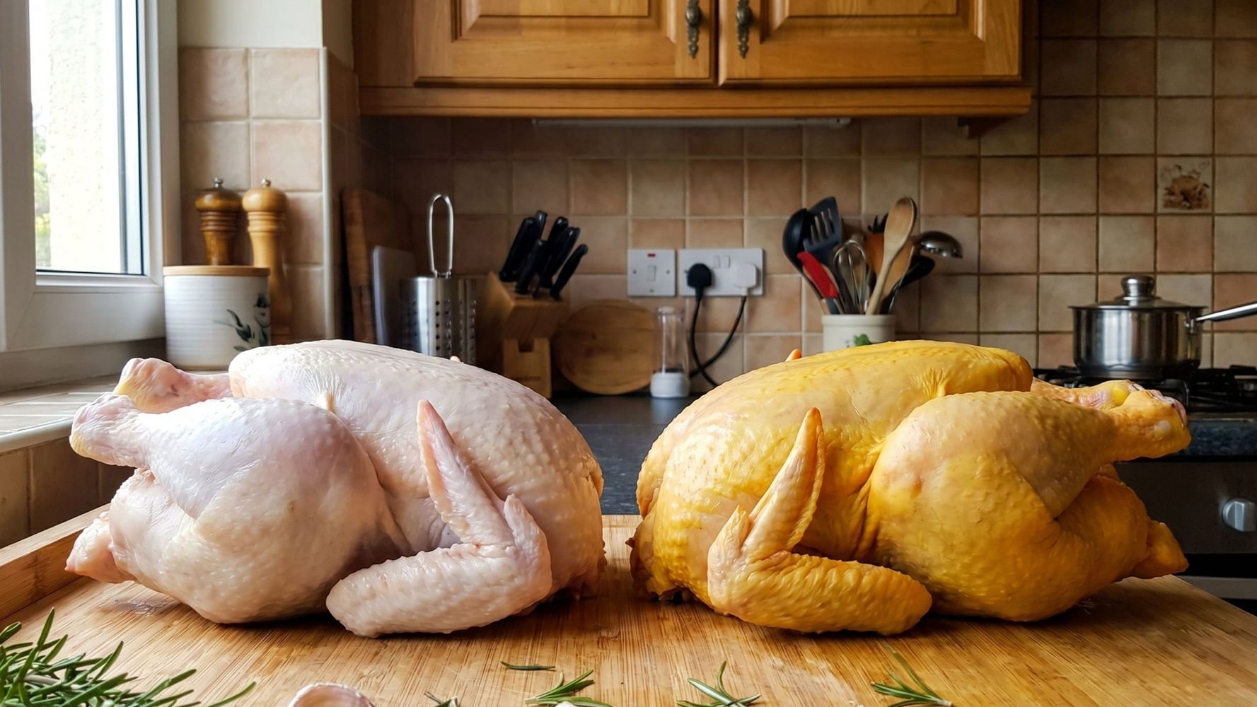 Pollo blanco o amarillo.