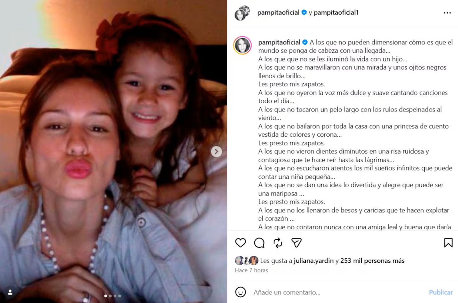 El desgarrador mensaje de Pampita por la muerte de su hija Blanca.