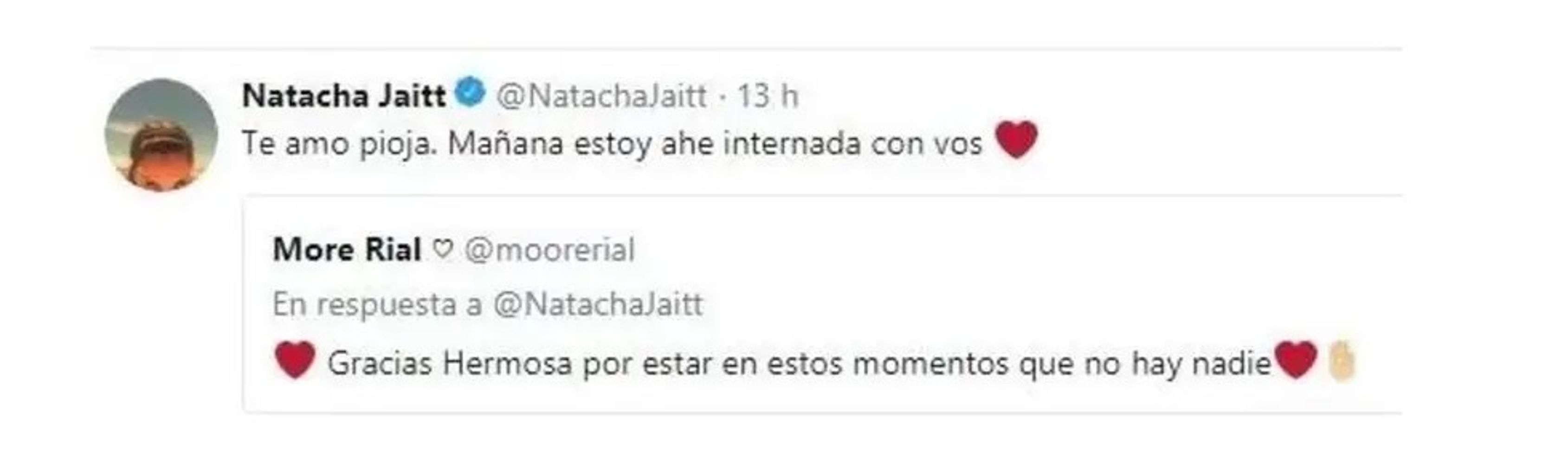Los mensajes de More Rial a Natacha Jaitt