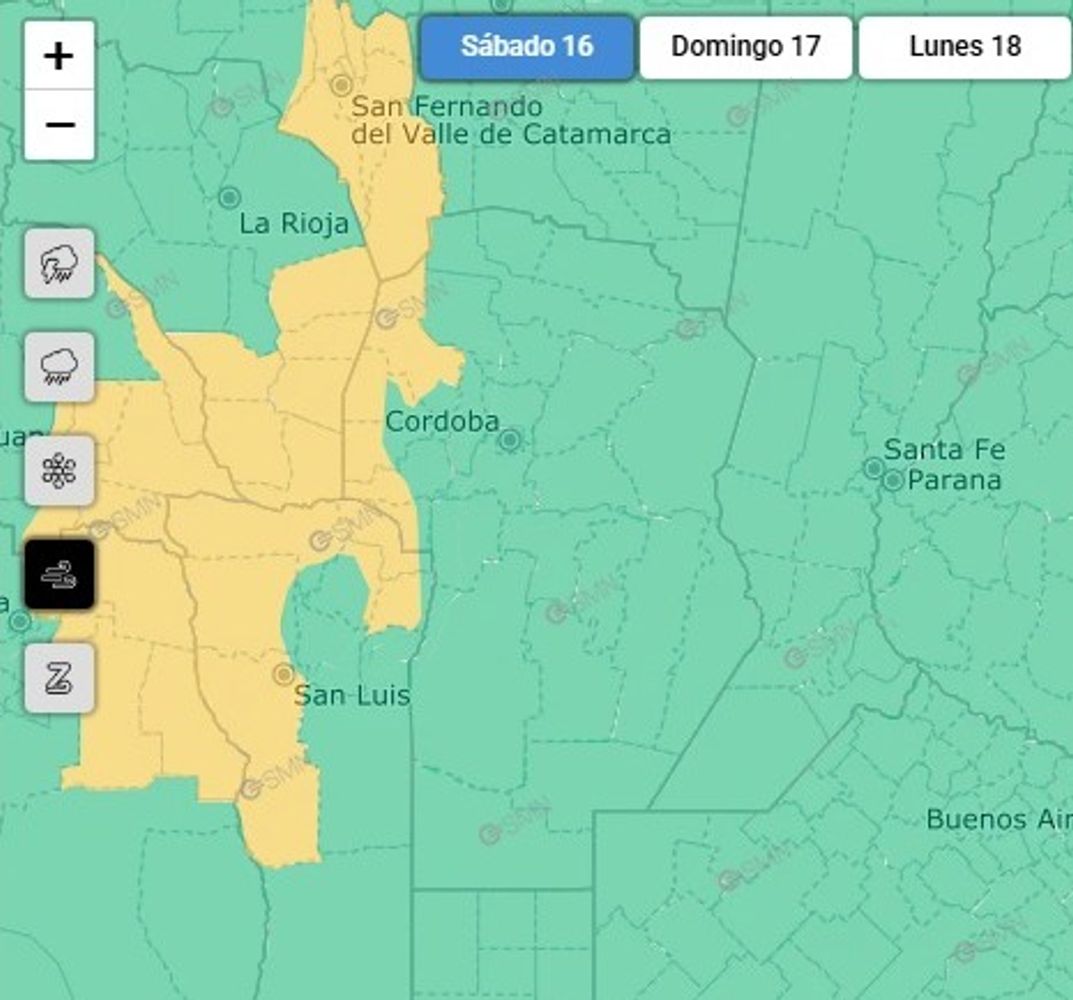 Alerta por ráfagas de viento para este sábado 16 de mayo.