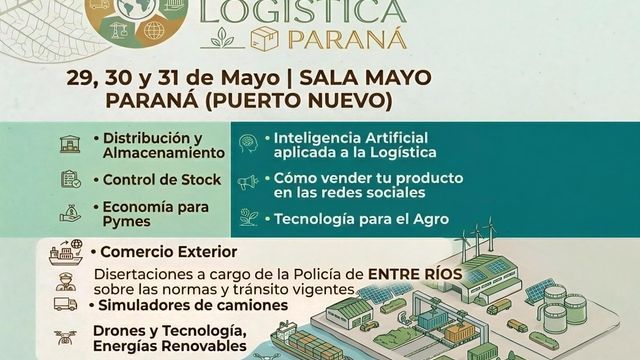 Primera Expo Logística de Paraná: tres días de capacitación, innovación y networking en la Sala Mayo.