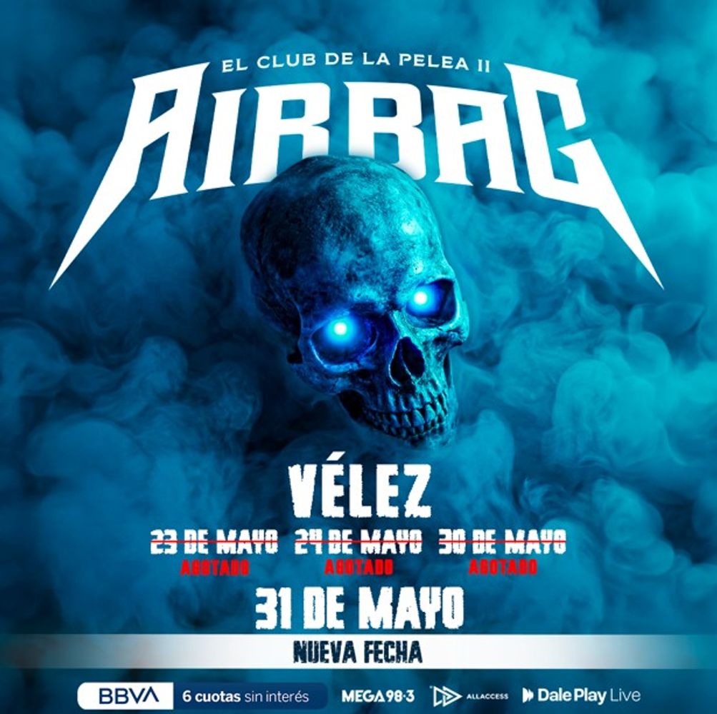 Airbag hizo triple sold out y agregó una cuarta fecha en Vélez 2026: precios de entradas y dónde comprarlas