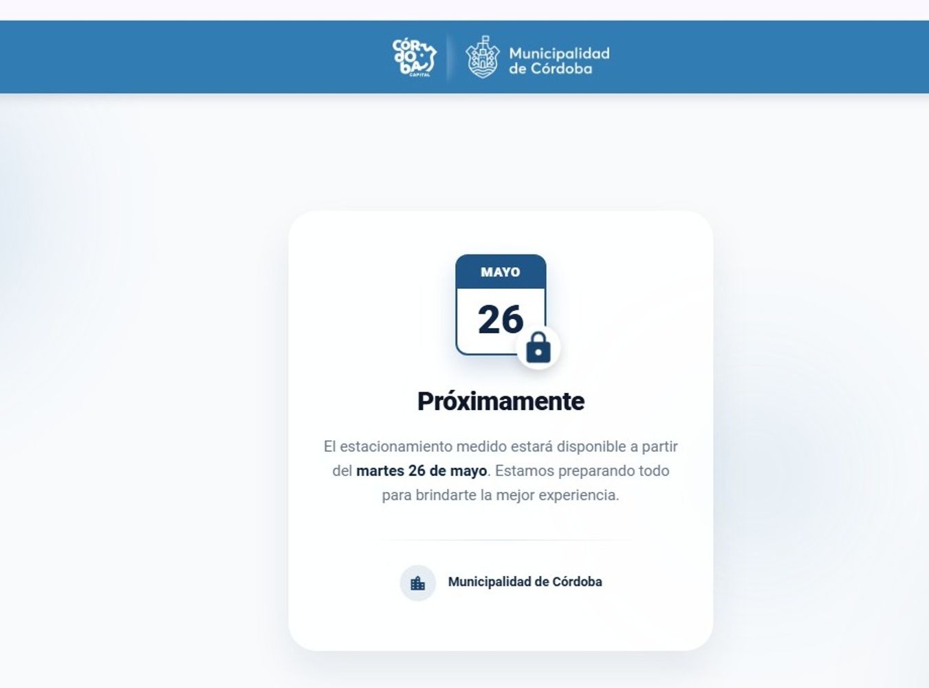 La web de estacionamiento medido en Córdoba.