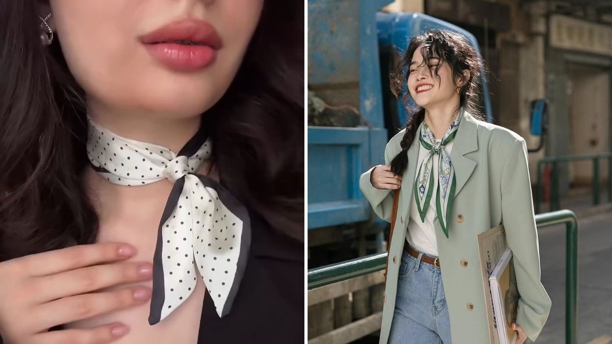 La forma elegante y vintage de usar el pañuelo en el cuello que es furor este otoño 2026