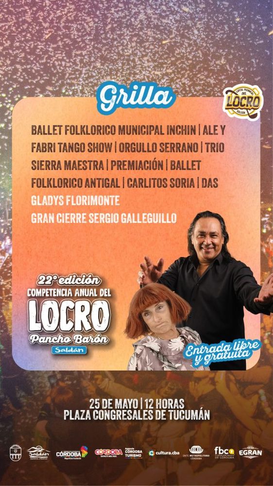 La grilla de artistas para el Locro "Pancho Barón".