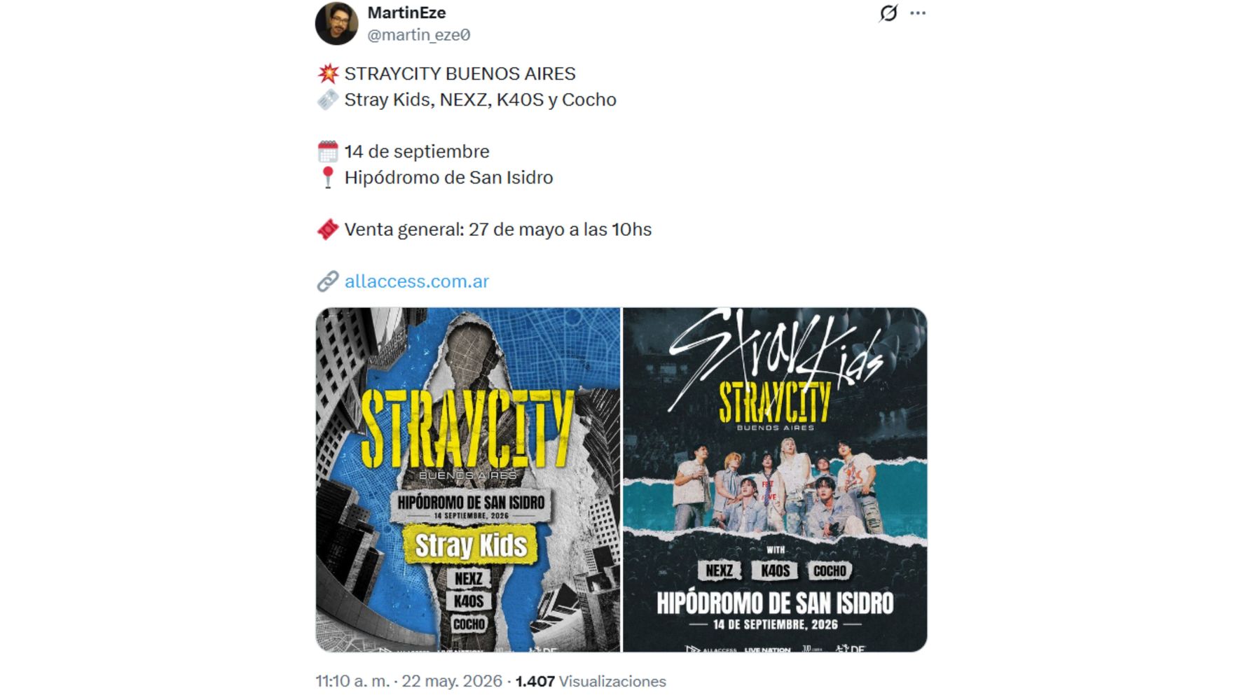 El show será el próximo 14 de sepiembre.