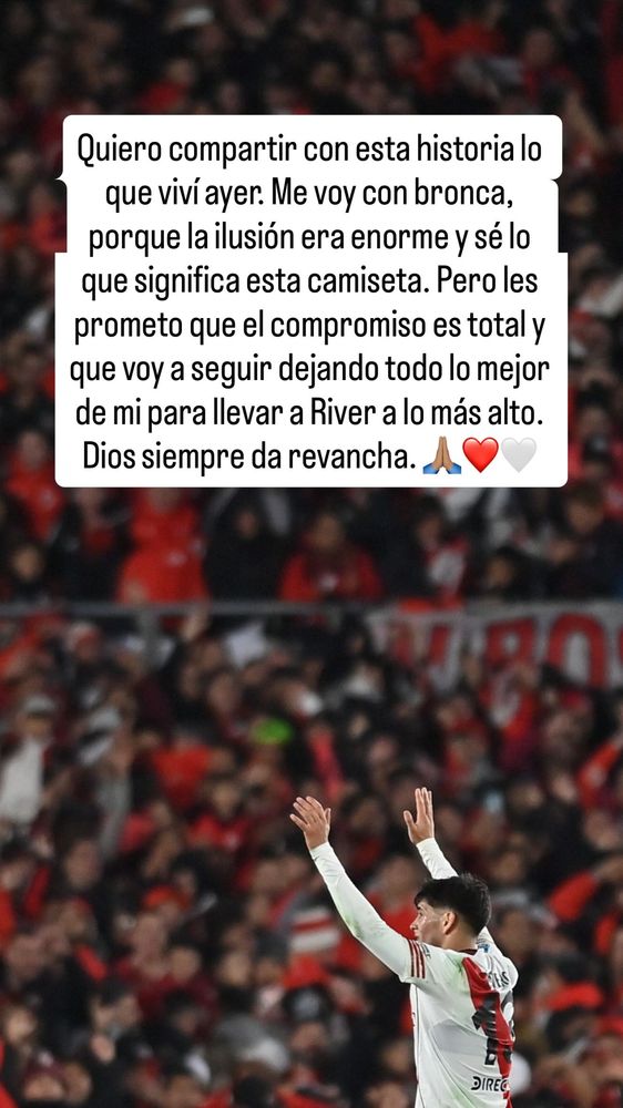 El descargo de Lautaro Rivero, jugador de River.