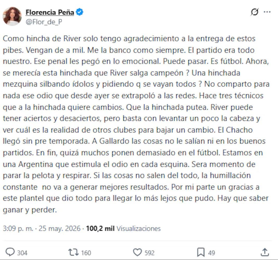 Flor Peña contra las críticas