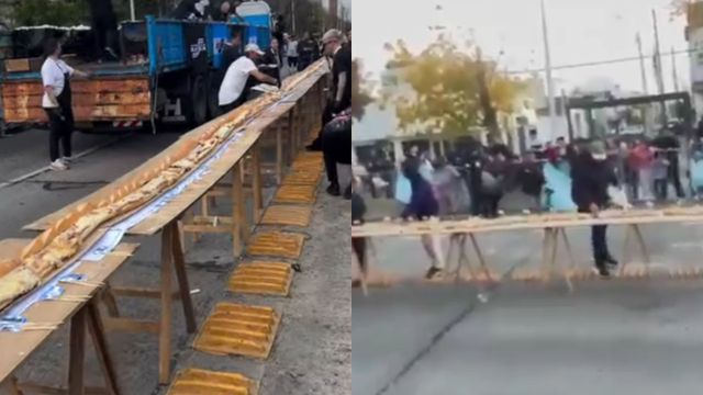 Locura por "El Tano" de Avellaneda: quisieron hacer el sándwich más largo del mundo pero terminó de la peor manera