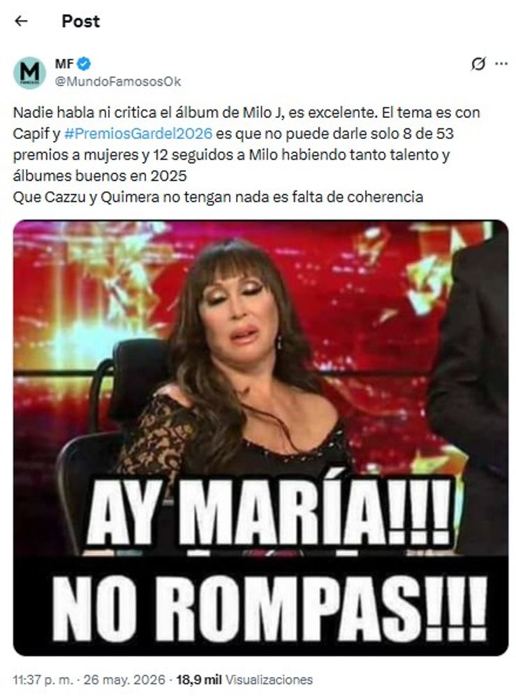De 53 premios, solo 8 fueron para mujeres: quiénes son las ganadoras de los Premios Gardel 2026