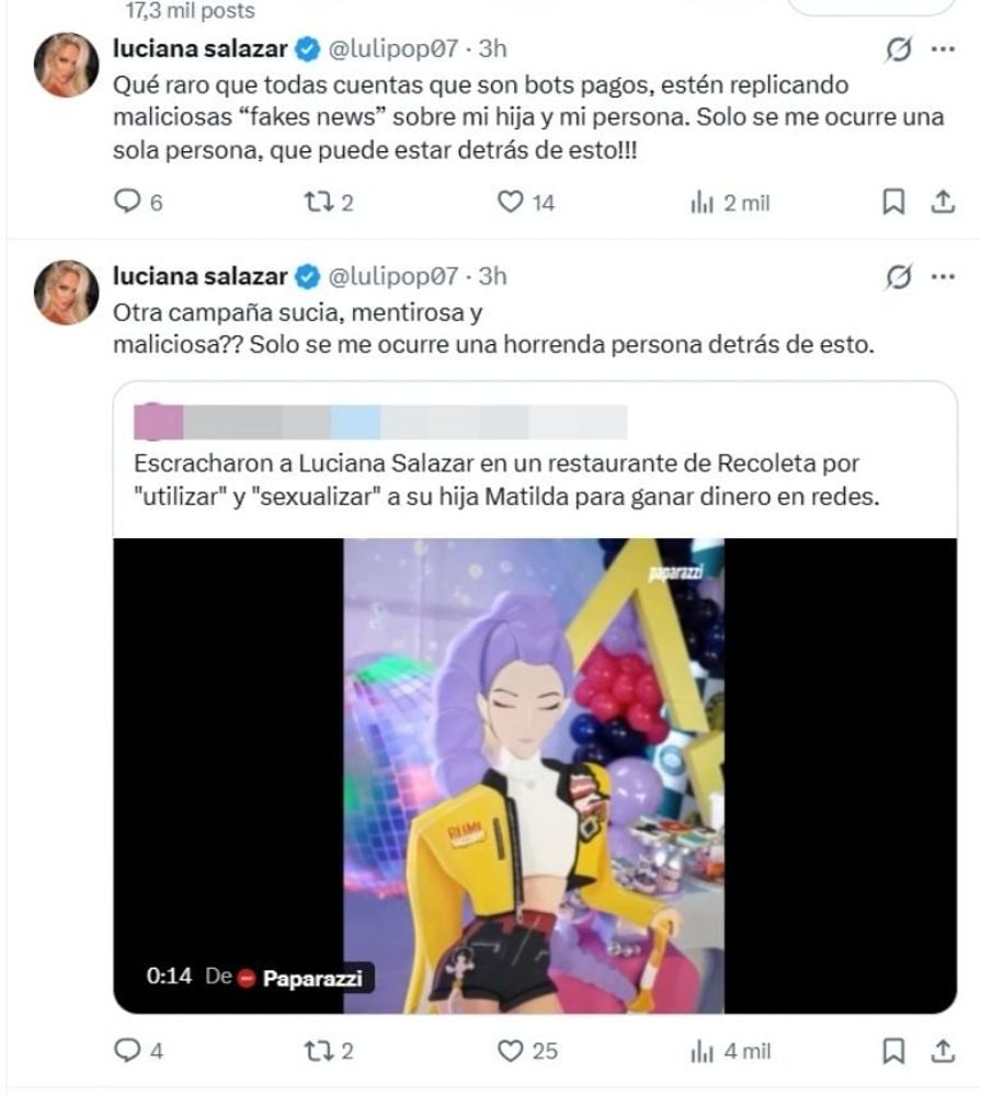 El enojo de Luciana Salazar por la información sobre su hija
