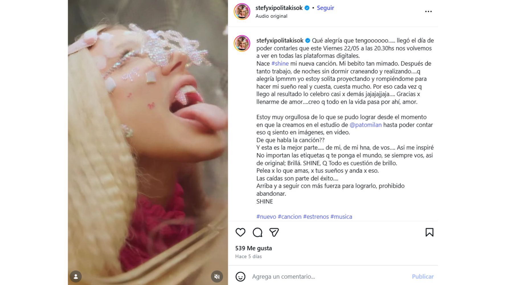 Así contó la famosa su nuevo lanzamiento.