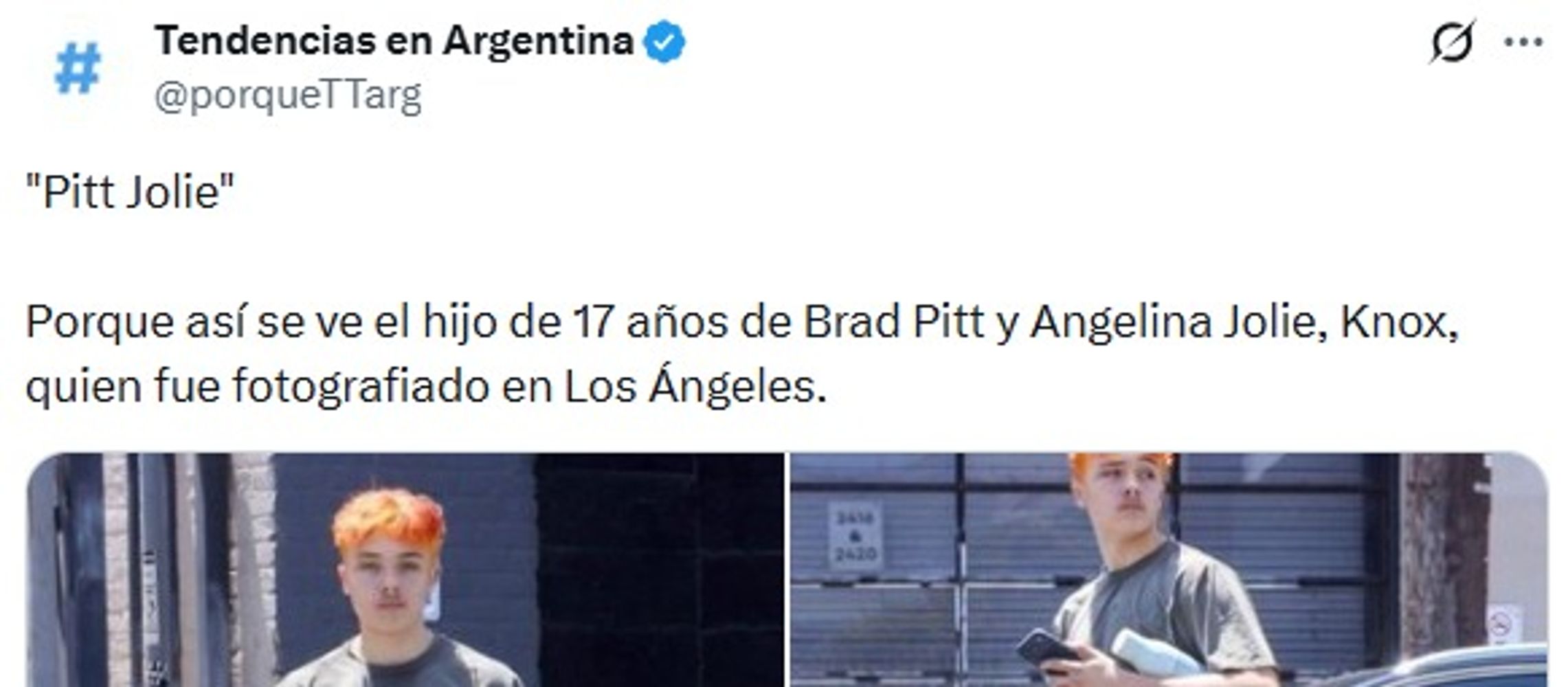 Knox, el hijo de 17 años de Brad Pitt y Angelina Jolie, se volvió tendencia en X.