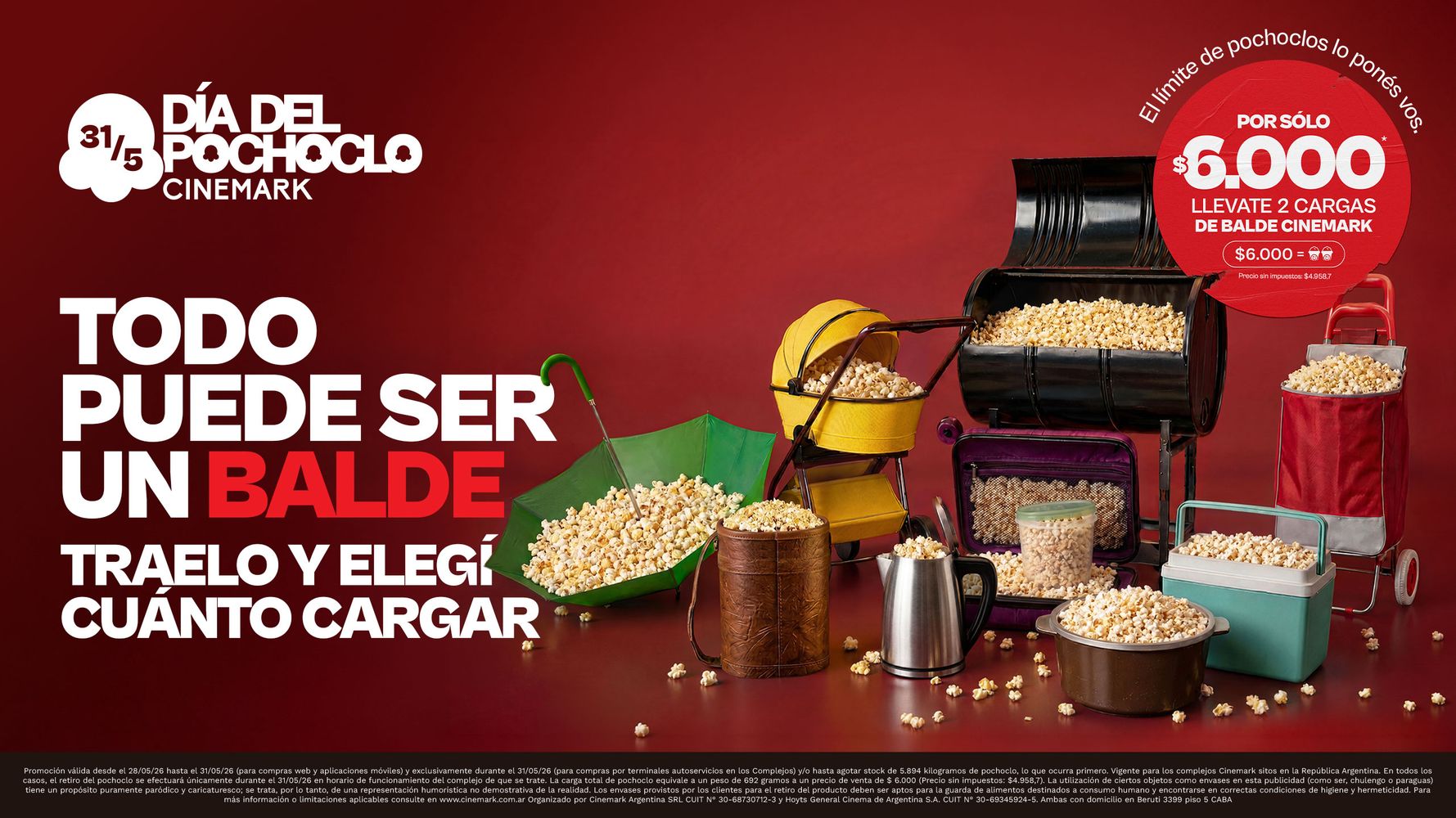 Día del Pochoclo en Cinemark: cómo llevar tu propio recipiente y conseguir la carga doble este domingo