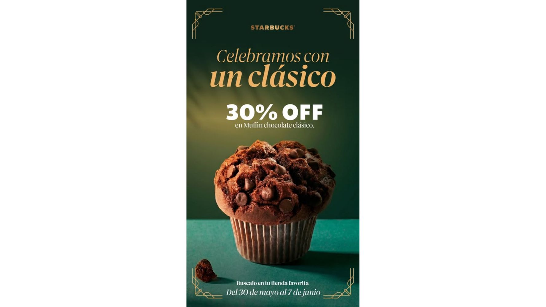 La cadena ofrece un descuento exclusivo en el muffin de chocolate.