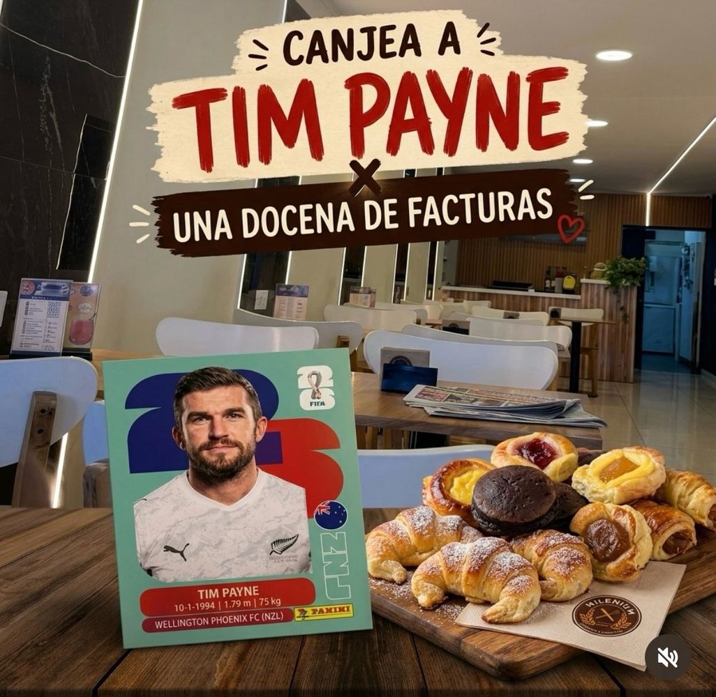 Álbum del Mundial 2026: si tenés la figurita de Tim Payne repetida, una panadería te la cambia por una docena de facturas