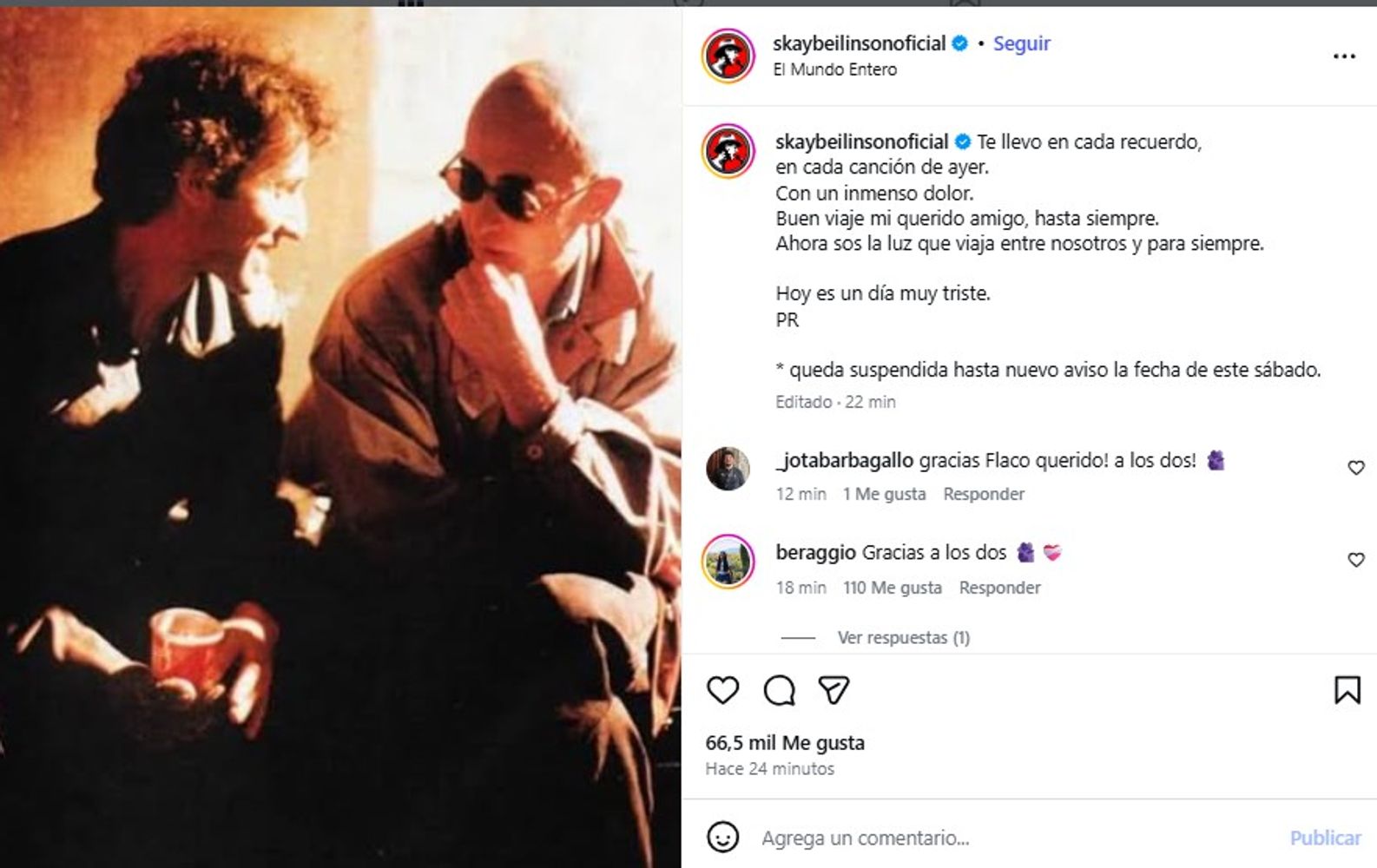 El emotivo mensaje de Skay Beilinson por la muerte del Indio Solari que conmovió a todos: "Mi querido amigo..."