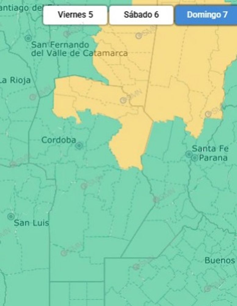Alerta amarilla por tormenta para Córdoba el domingo