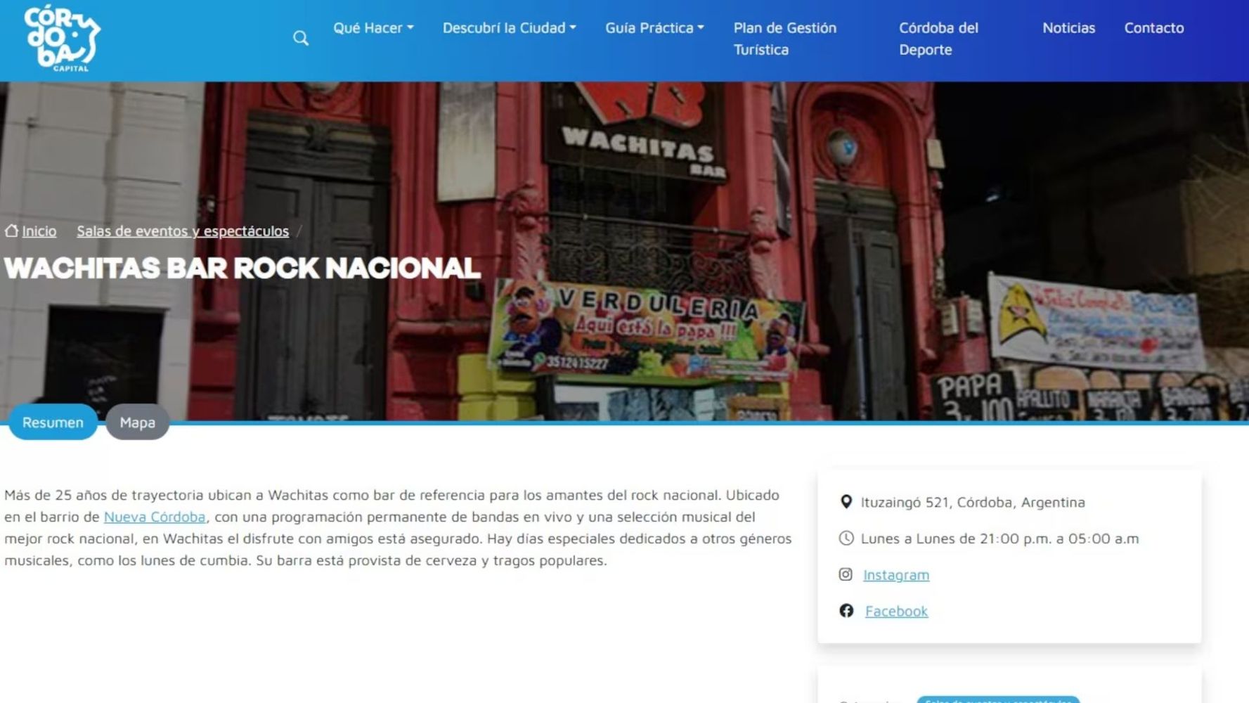 La recomendación de la Municipalidad sobre Wachitas Bar.
