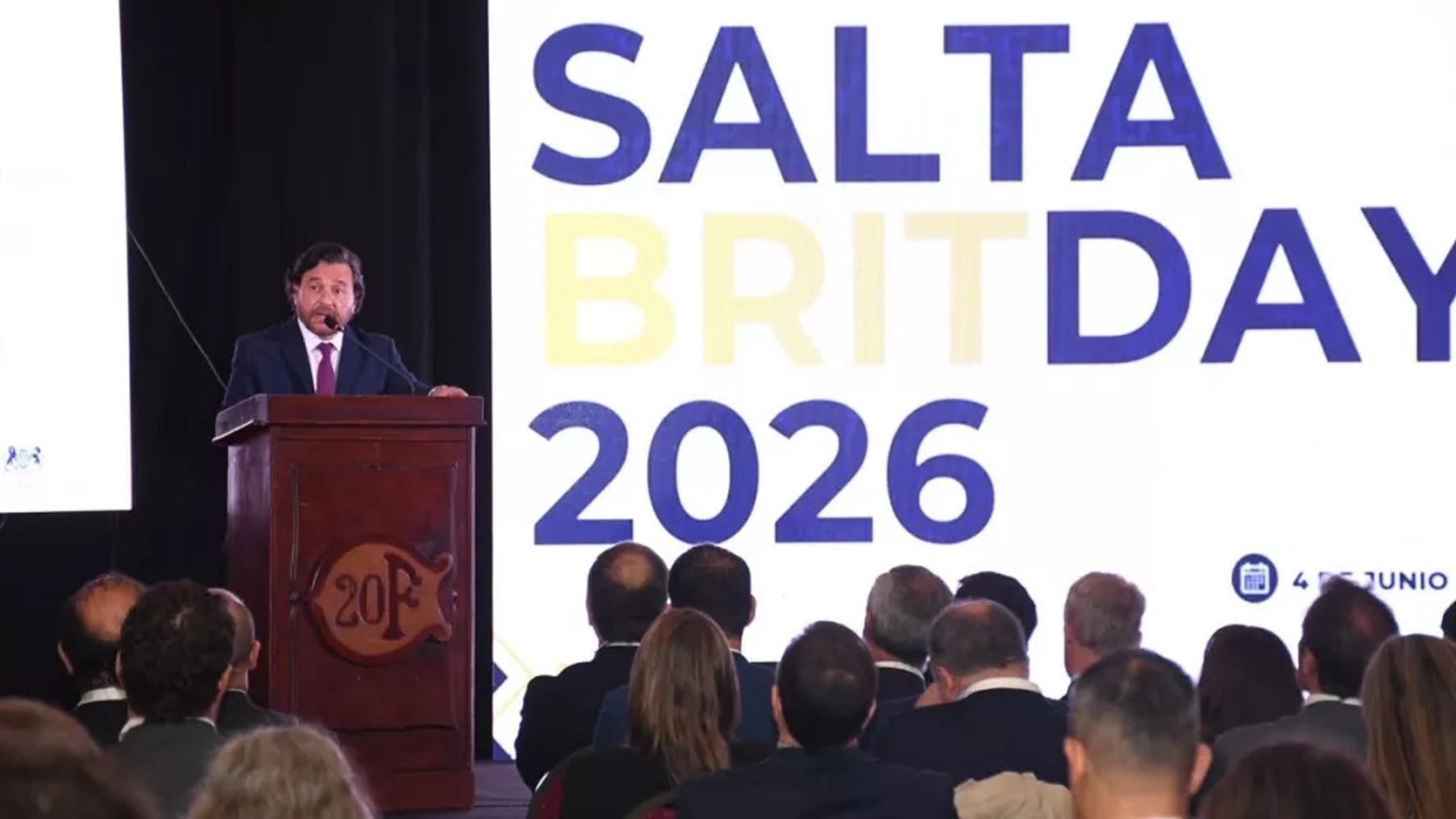 El gobernador salteño Gustavo Sáenz durante su participación en la primera edición del Salta BritDay “Fortaleciendo el corredor de inversión UK-NOA”, encuentro organizado por BritCham Argentina y la Embajada británica en la Argentina.