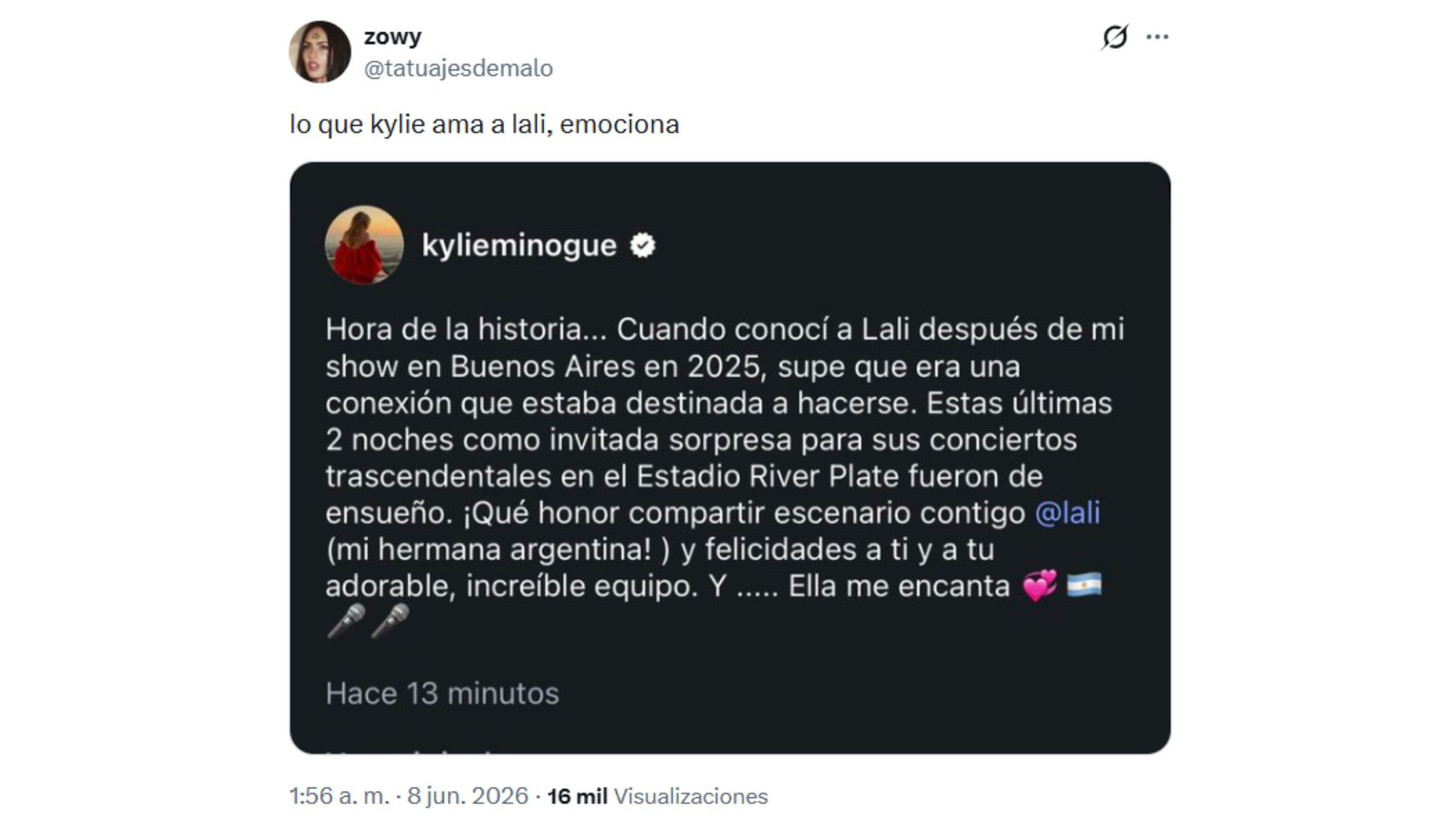 El mensaje de Kylie que se viralizó en redes.