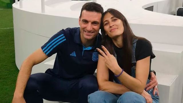 Lionel Scaloni y Elisa Montero