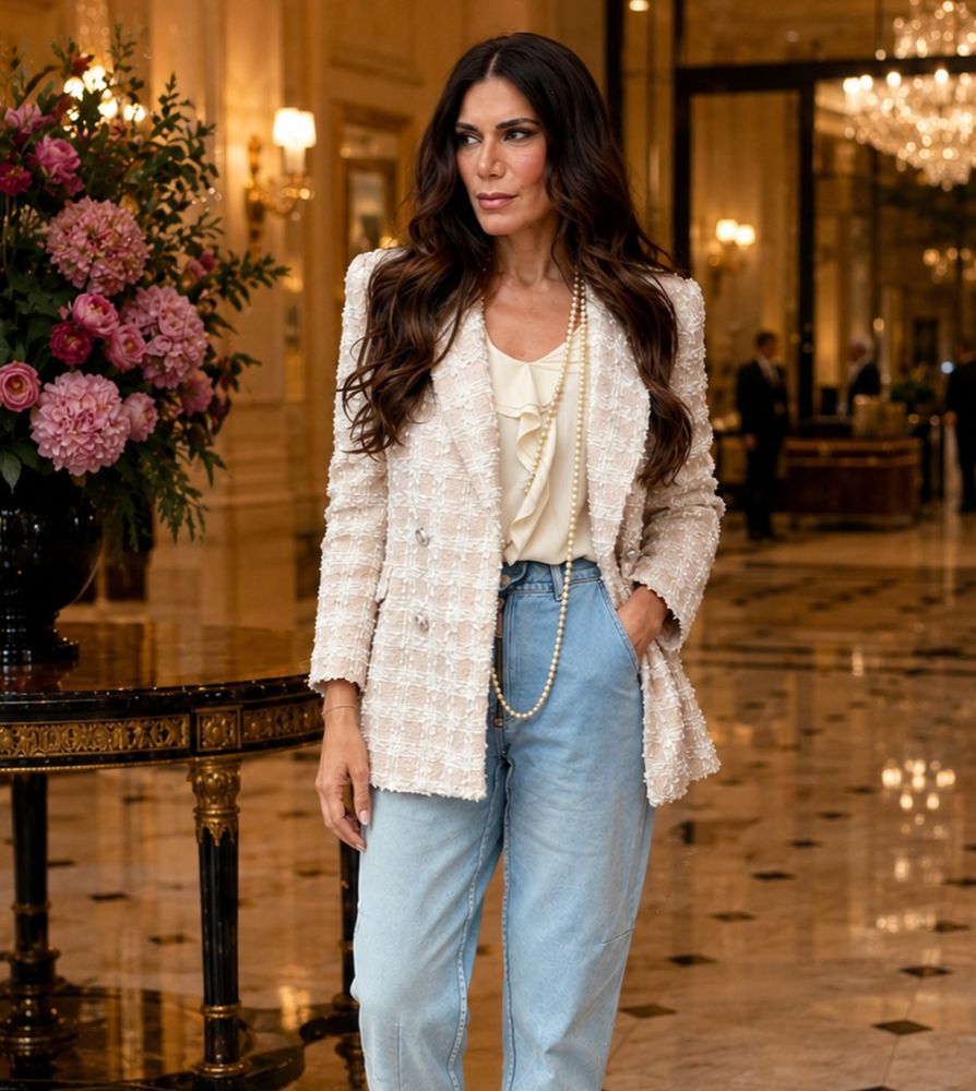Flor de la V apostó por un look urbano con detalles clásicos y arrasó con un jean tiro alto