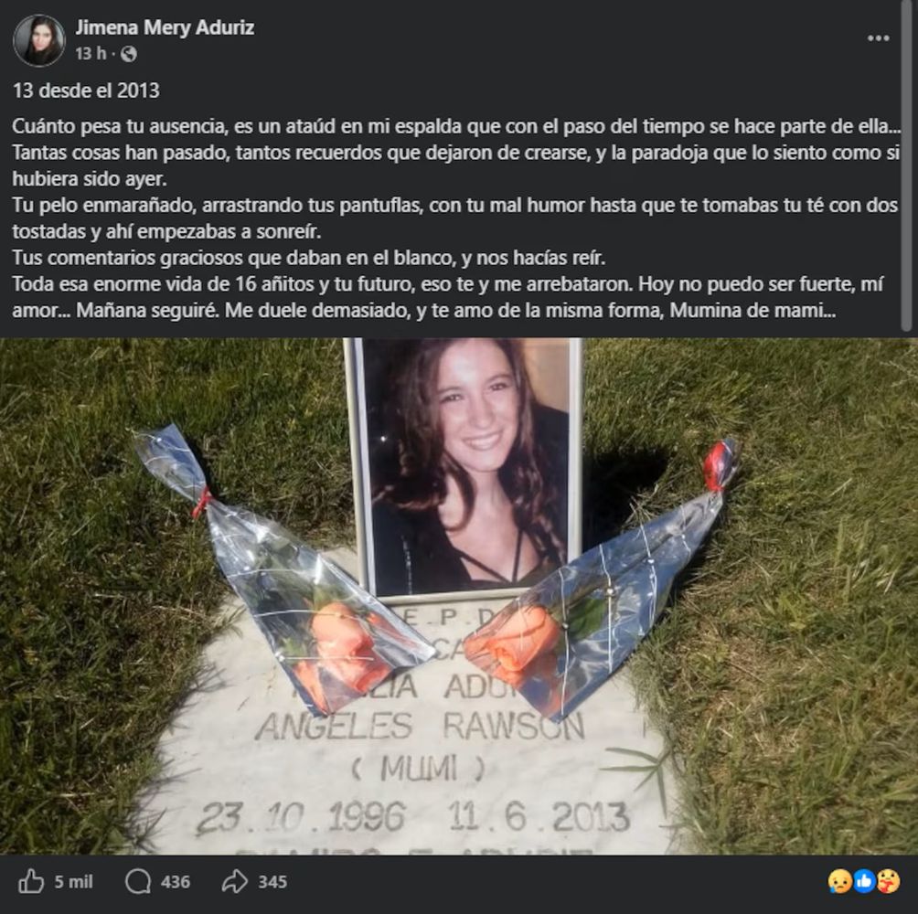 El posteo de la mamá de Ángeles
