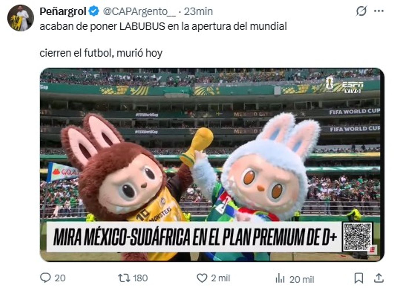 "Murió el fútbol": La aparición de los Labubus en la inauguración del Mundial 2026 que desató la furia de los hinchas