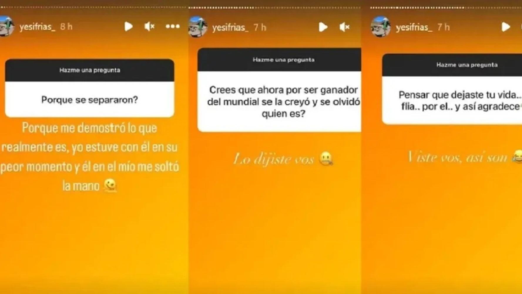 Yesica Frías sobre su separación con Exequiel Palacios.