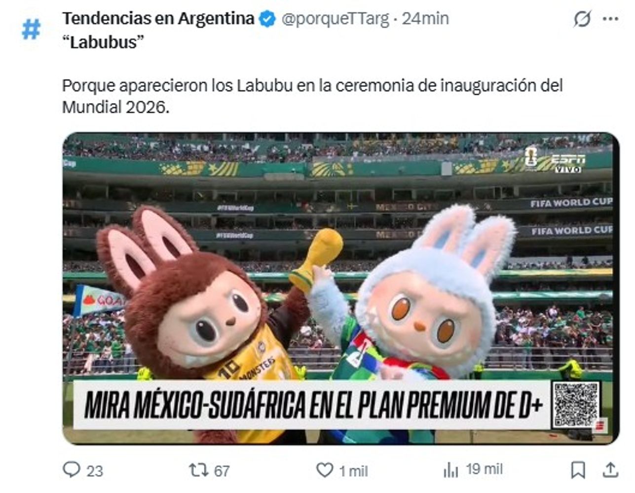 "Murió el fútbol": La aparición de los Labubus en la inauguración del Mundial 2026 que desató la furia de los hinchas